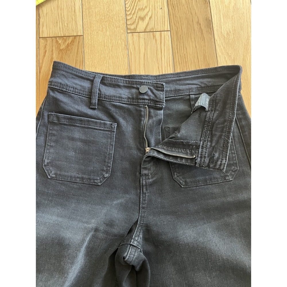 Oat New York Wide Leg Raw Hem High Rise Washed Black Patch Pocket Womens 6/28 - Picture 8 of 11